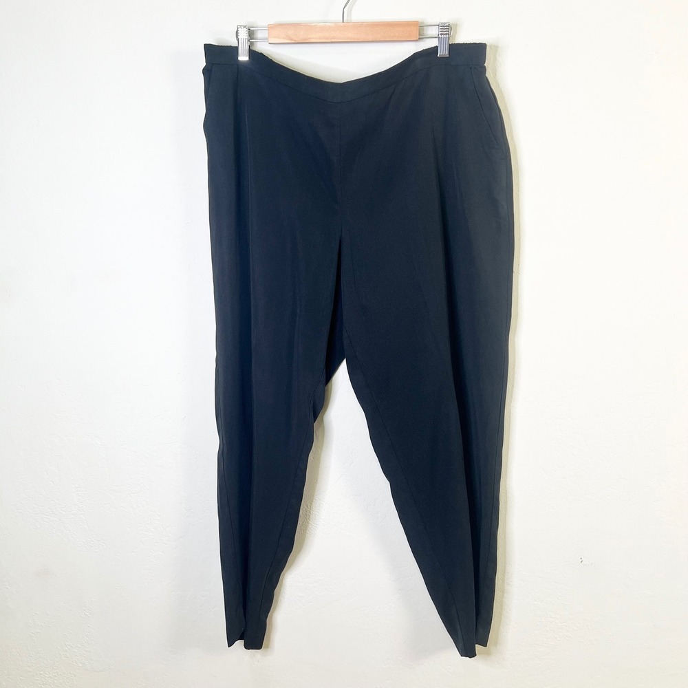 Eileen Fisher Black Tencel Tapered Ankle‎ Pants Pull On 27" Inseam Size XL NEW